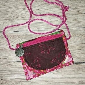 Spiegelburg horse crossbody bag / wallet / purse  hot pink and lime green